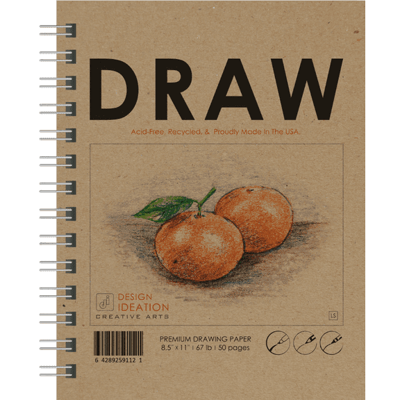 DRAW Book. Wire Bound. Journal Style. Multi-Media. (8.5" x 11")