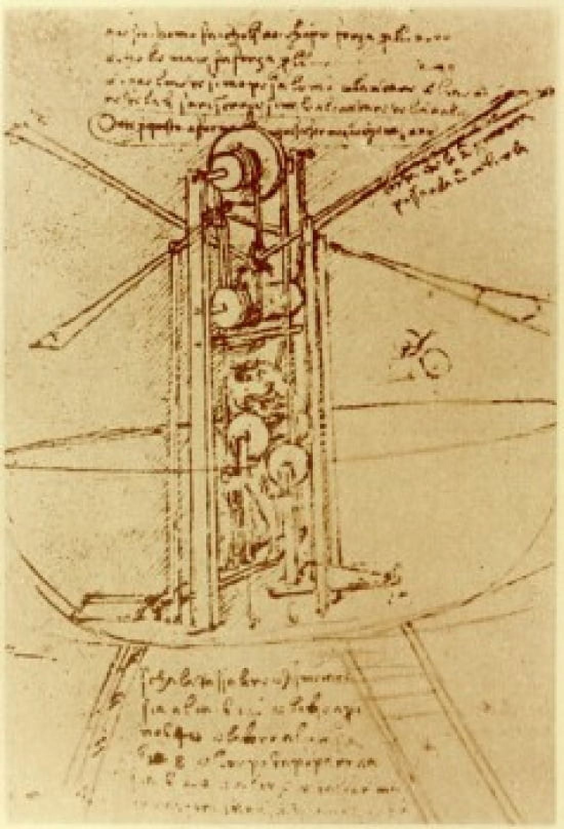DRAWING OF A FLYING MACHINE WITH A MAN OPERATING IT PEN & INK Leonardo da Vinci 1452 d1519 Florentine Institut de France Paris Canvas Art - Leonardo da Vinci (18 x 24)