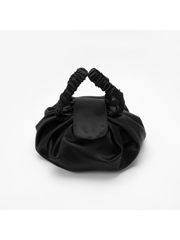 Expandable Drawstring Cosmetic Bag, Black