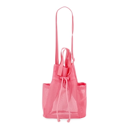 No Boundaries Women's Drawstring Crossbody, Peach