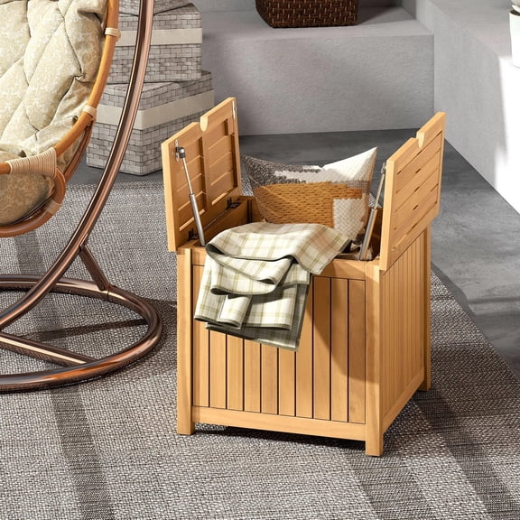 DRAZUNO 2-in-1 Outdoor Side Table w/Storage, Umbrella Hole & Removable Base for Backyard