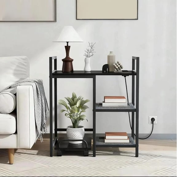 DRAZUNO 25 x 16" 3-Tier Printer Table with Storage Shelves, Wheels for Home Office