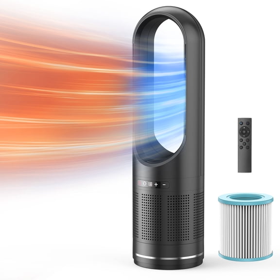 DRAZUNO 3-in-1 Tower Fan, 31.5-Inch Cooling & Heating Bladeless Fan with HEPA Filter, Floor Fan Combo - 80 Oscillation, Remote Control, 8H Timer for Indoor, Bedroom, Home Office