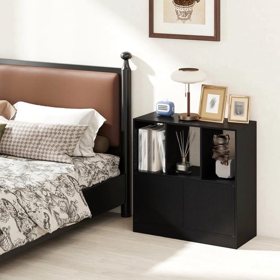 DRAZUNO Bookshelf w/Cabinet 3-Cube Bookcase 3-Tier Book Shelf for Living Room Office