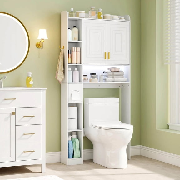DRAZUNO Over Toilet Shelf Freestanding Storage Cabinet Above Toilet with 2-Door Cabinet
