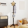 thumbnail image 1 of DRAZUNO Solid Rubber Wood Coat Rack with 3 Adjustable Heights and 11 Hooks for Hallway, 1 of 9