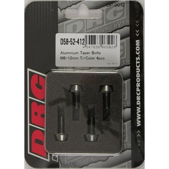 DRC D58-52-412; Aluminum Taper Bolts Titanium M6X12-mm 4-Pack