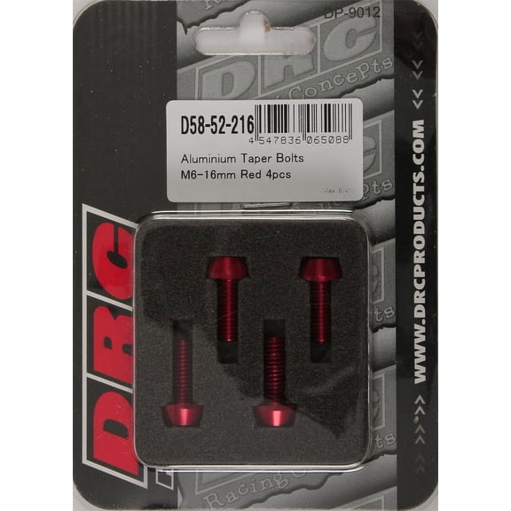 DRC D58-52-216; Aluminum Taper Bolts Red M6X16-mm 4-Pack