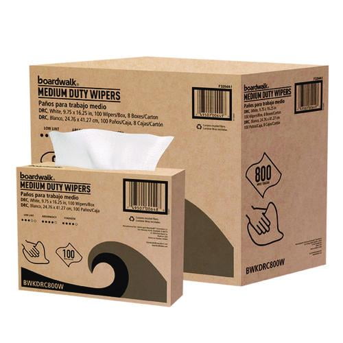 DRC Wipers, 1-Ply, 9.75 x 16.25, White, 100/Box, 8 Boxes/Carton | Bundle of 2