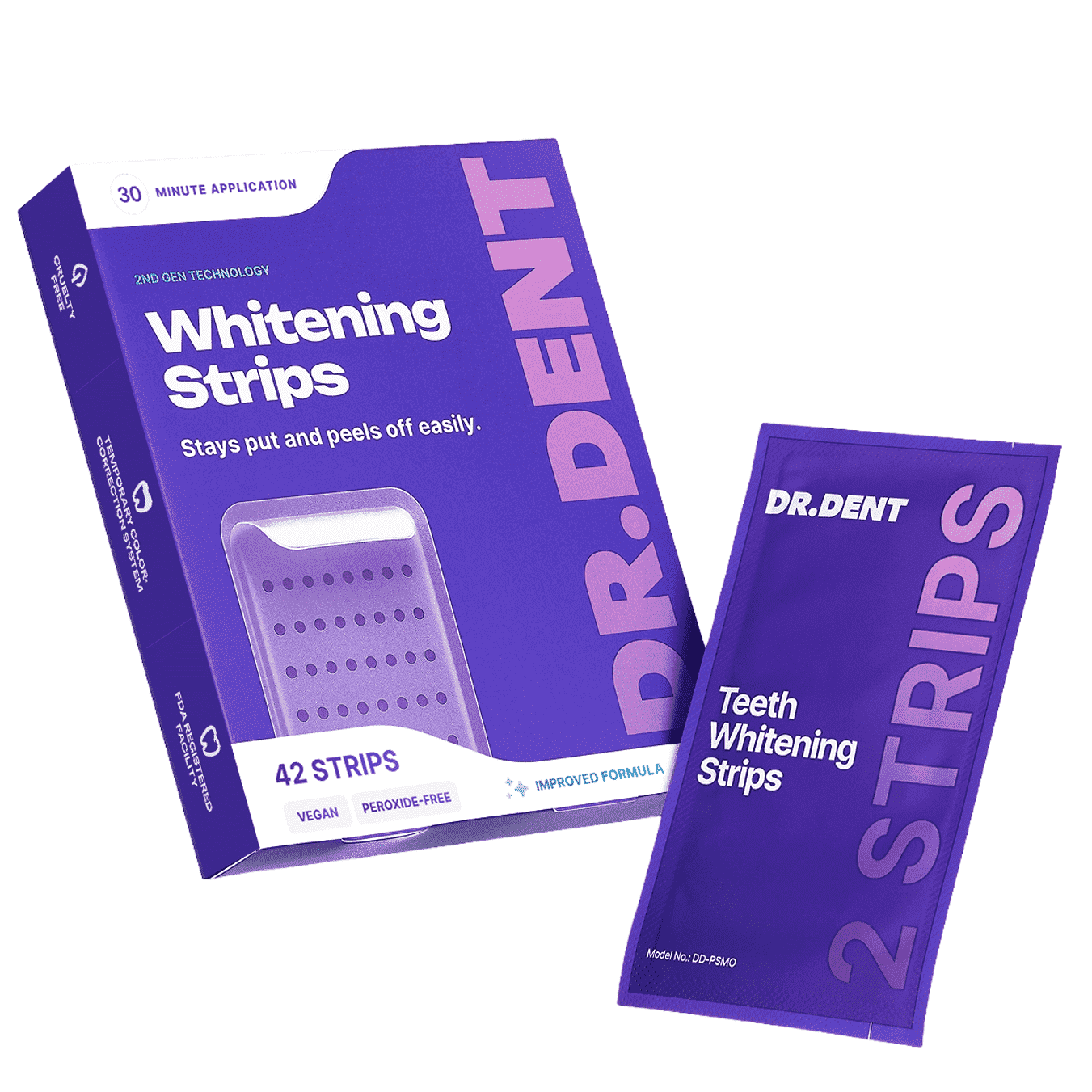 DRDENT Purple Teeth Whitening Strips 21 Treatments - Safe for