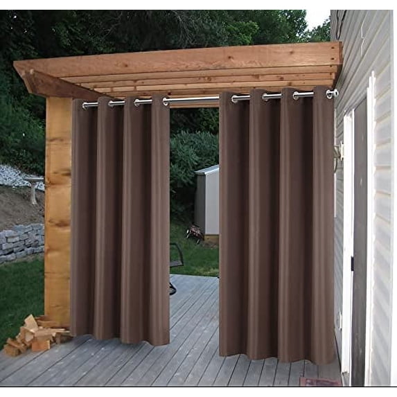 DREAM ART Waterproof Outdoor Curtain for patio,garden,Balcony Anti Rust Grommet- Thermal Insulated Grommet Indoor Outdoor Curtain/Drape ,W54"xL96",Mocha,1 Panel