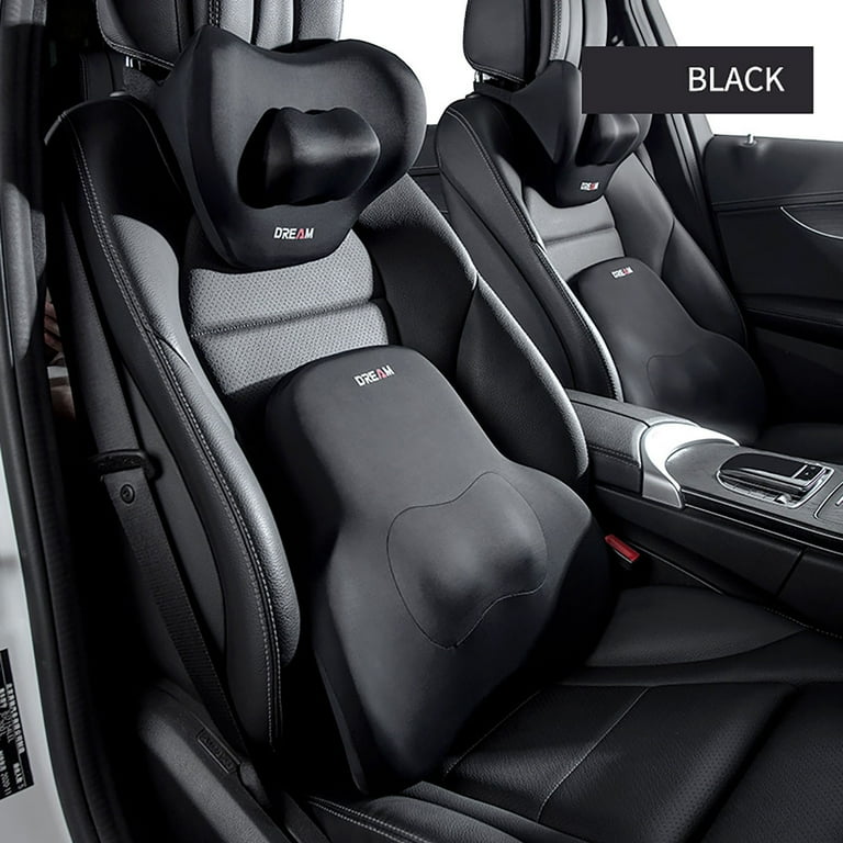 DREAM Car Headrest and Lumbar Support Cushion Set Memory Foam Comfort Drive on the Go Black