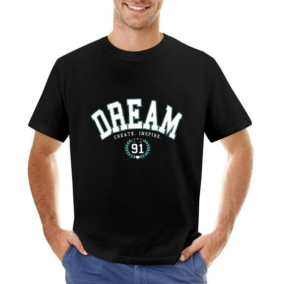 DREAM Men’s Graphic T-shirt Vintage Short Sleeve Sport Tee Black XS