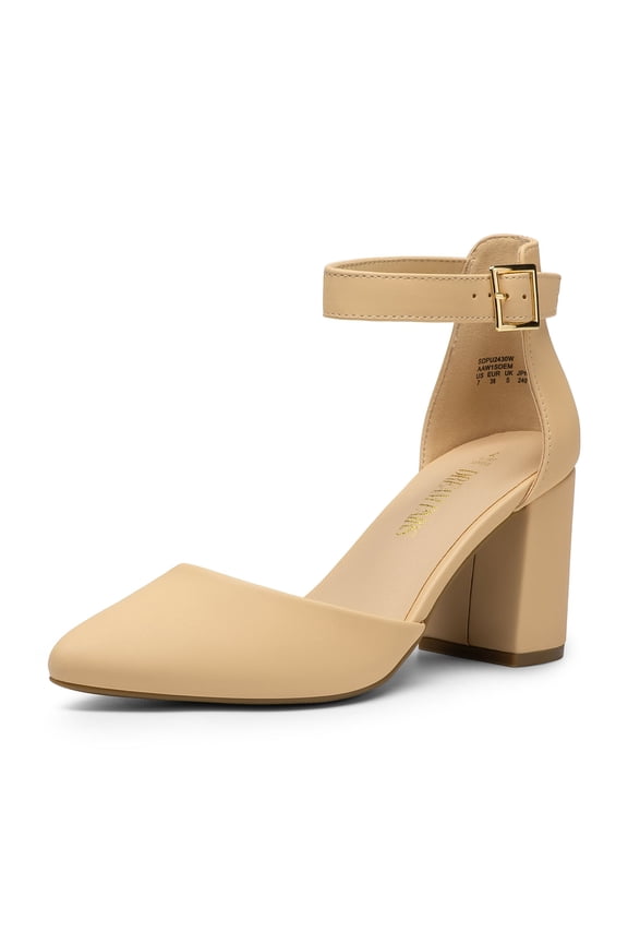 ANNEE Women’s Pointed Toe Low Chunky Heel Pumps – Comfortable Dress Shoes for Work, Parties, and Everyday Wear