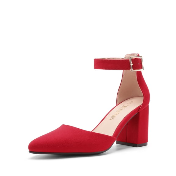 DREAM PAIRS ANNEE Women’s Pointed Toe Low Chunky Heel Pumps – Comfortable Dress Shoes for Work, Parties, and Everyday Wear