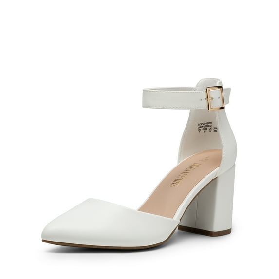 DREAM PAIRS ANNEE Women’s Pointed Toe Low Chunky Heel Pumps – Comfortable Dress Shoes for Work, Parties, and Everyday Wear