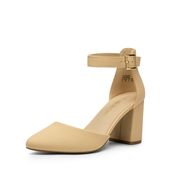 DREAM PAIRS ANNEE Women’s Pointed Toe Low Chunky Heel Pumps – Comfortable Dress Shoes for Work, Parties, and Everyday Wear