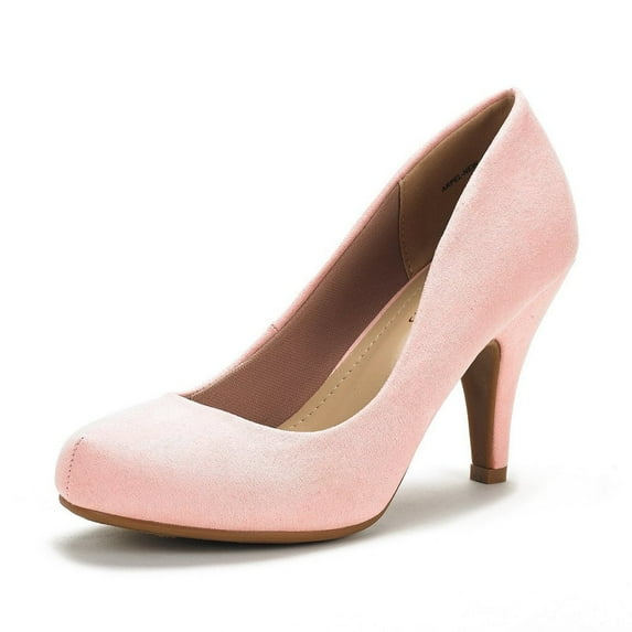 DREAM PAIRS Arpel Women's Formal Evening Dance Rhinestones Classic Low Heel Pumps Shoes ARPEL PINK/SUEDE Size 7.5