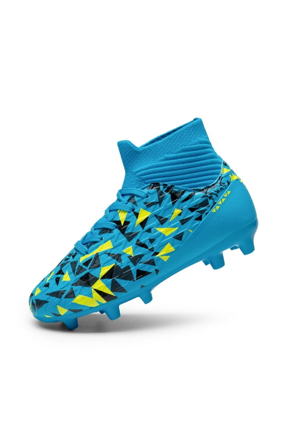 Boys Football Cleats Youth High Top Firm Ground Soccer Shoes for Little/Big Kids