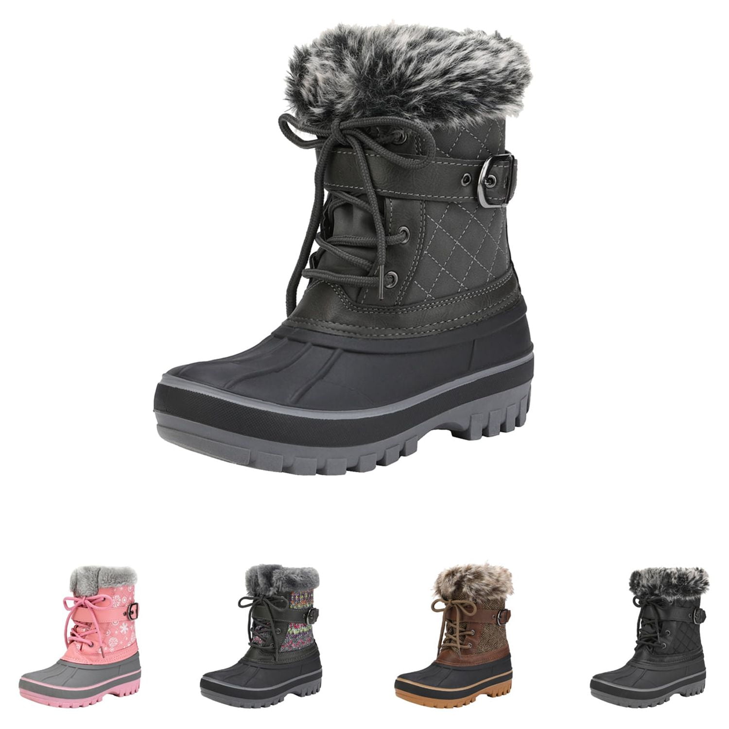 DREAM PAIRS Boys Girls Fashion Mid Calf Winter Snow Boots Toddler