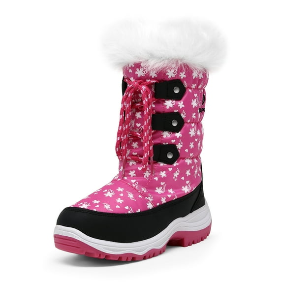 DREAM PAIRS Boys Girls Mid Calf Slip Resistant Faux Fur Lined Knee High Winter Snow Boots