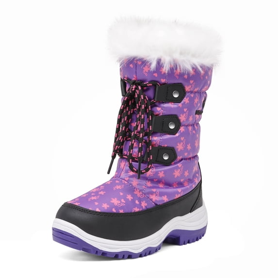 DREAM PAIRS Boys Girls Mid Calf Slip Resistant Faux Fur Lined Knee High Winter Snow Boots