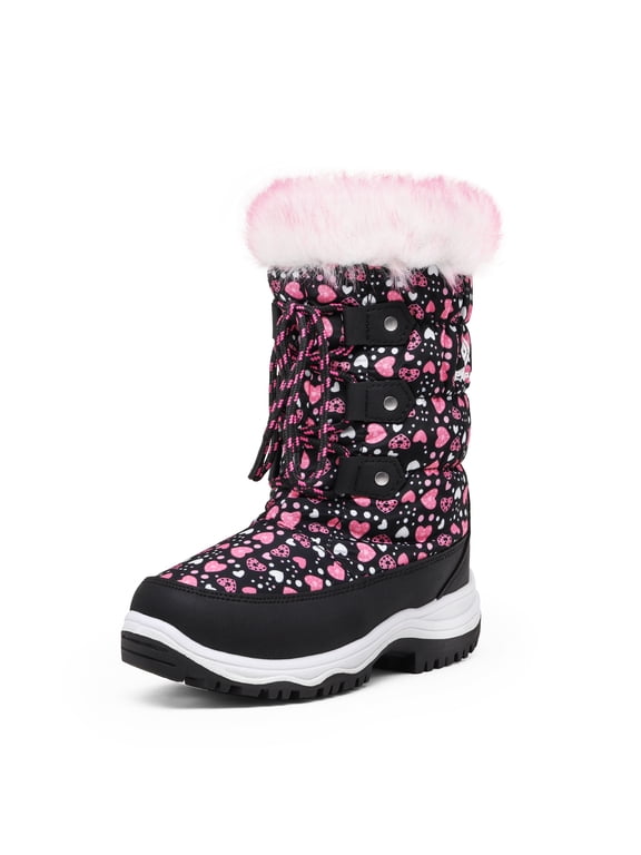 Boys Girls Mid Calf Slip Resistant Faux Fur Lined Knee High Winter Snow Boots