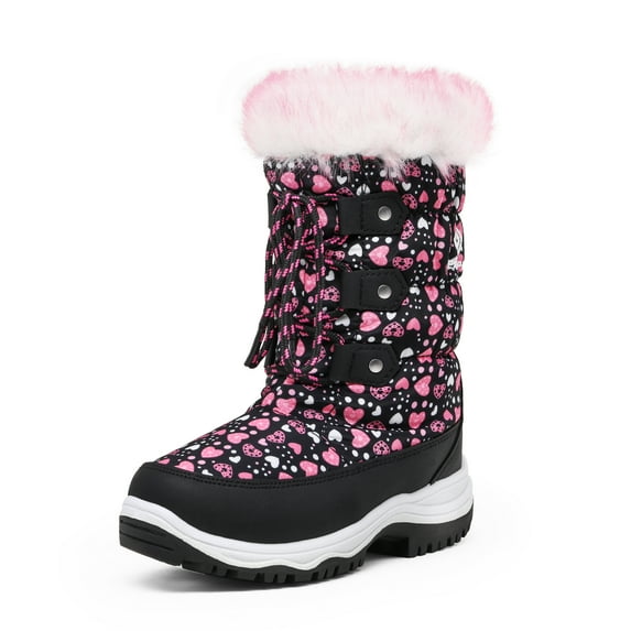 DREAM PAIRS Boys Girls Mid Calf Slip Resistant Faux Fur Lined Knee High Winter Snow Boots