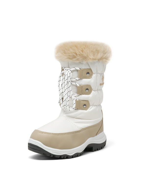 Boys Girls Mid Calf Slip Resistant Faux Fur Lined Knee High Winter Snow Boots