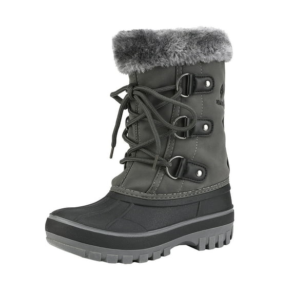 DREAM PAIRS Boys Girls Toddler Kids Ankle Winter Snow Boots Faux Fur-Lined Soft Boots Shoes Warm FORESTER GREY Size 13 little kid