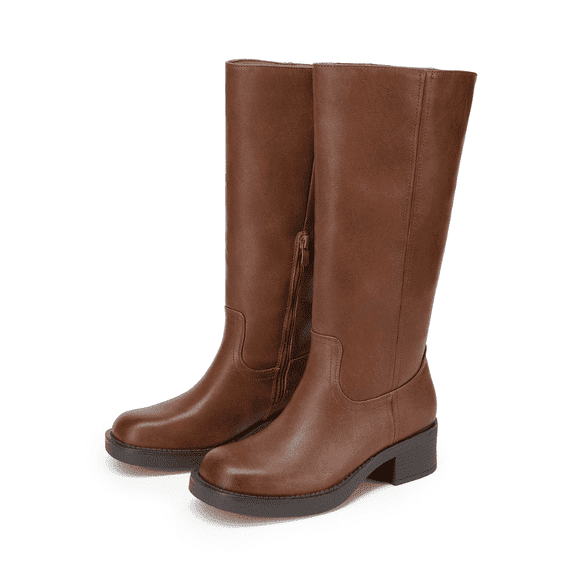 DREAM PAIRS Womens Knee High Boots Comfortable Platform Chunky Block Heel Banana Campus Boots Square Toe