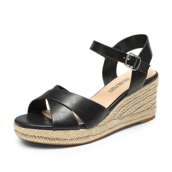 DREAM PAIRS Espadrille Dressy Wedge Sandals, Women's Platform Sandals Casual Summer, Comfortable High Heeled Wedges with Adjustable Buckle
