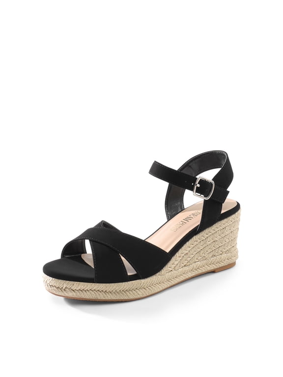 Espadrille Dressy Wedge Sandals, Women's Platform Sandals Casual Summer, Comfortable High Heeled Wedges with Adjustable Buckle
