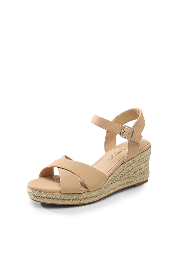 Espadrille Dressy Wedge Sandals, Women's Platform Sandals Casual Summer, Comfortable High Heeled Wedges with Adjustable Buckle