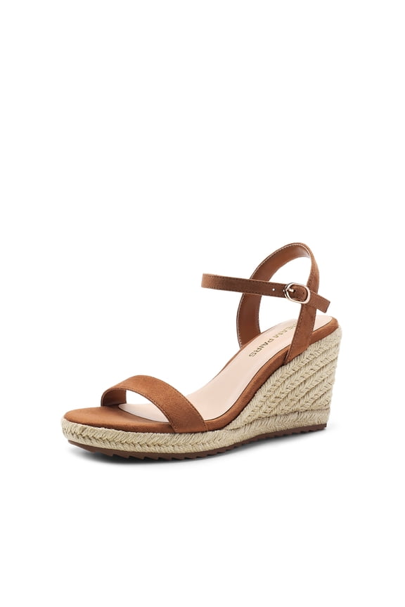 Espadrilles Wedge Sandals for Women, Women's Open Toe Summer Dressy Sandals with Adjustable Ankle Strap and Soft Footbed