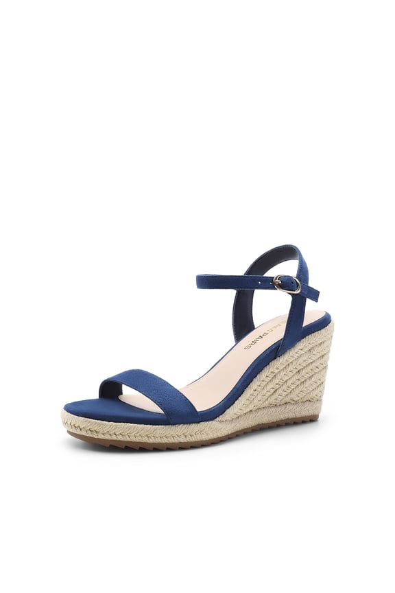 Espadrilles Wedge Sandals for Women, Women's Open Toe Summer Dressy Sandals with Adjustable Ankle Strap and Soft Footbed