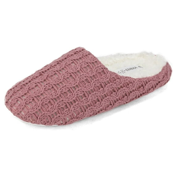 DREAM PAIRS Faux Fur Knitted Slippers For Women Memory Foam Women's Winter Slip On House Slippers Indoor Bedroom Soft Slippers EMMA LIGHT/PURPLE Size 12