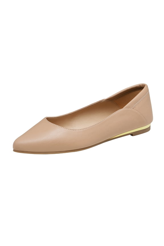Flats Shoes Women Comfortable Women’s Pointed Toe Dress Ballet Cute Work Flats Shoes NUDE/PU SDFA221W size 7
