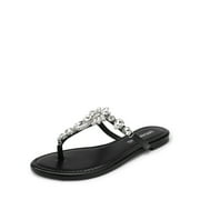 DREAM PAIRS Flip Flops for Women Dressy Rhinestone T-Strap Thong Sandals for Summers Dress Beach