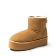 thumbnail image 1 of DREAM PAIRS Genuine Suede Classic Platform Boots for Women Water Resistant FuzzyClassic Ankle Winter Snow Low Boots with DIY Bows Faux Fur Lining Memory Foam Anti-Slip, 1 of 6