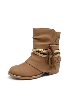 Girls Ankle Boots Side Zipper Low Heels Comfortable Casual Shoes for Toddler Little Kid Big Kid