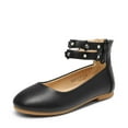thumbnail image 1 of DREAM PAIRS Girls Ballerina Dress Shoes Pearls Bow Ankle Strap Flower Girl Ballet Flats SDFL2316K, 1 of 4