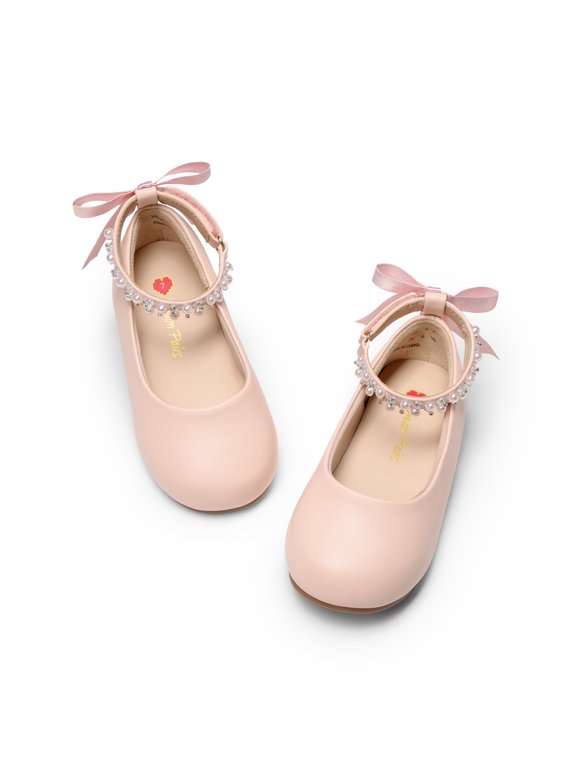DREAM PAIRS Girls' Ballet Flats Comfortable Foldable Slip-On Dress Shoes Lightweight Portable Travel Flats with Bow Detail