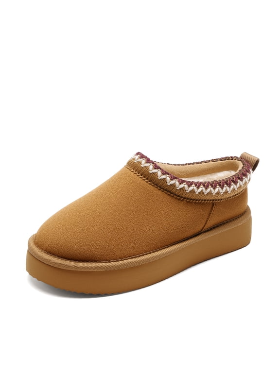 Girls' Platform Slippers, Kids' Fuzzy House Shoes with Cozy Lining, Lightweight Slip-On Indoor Outdoor Winter Slippers