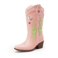 thumbnail image 1 of BURUDANI Girls Mid-Calf Cowboy Boots Square Toe Western Boots with Low Heel for Little & Big Kids, 1 of 5