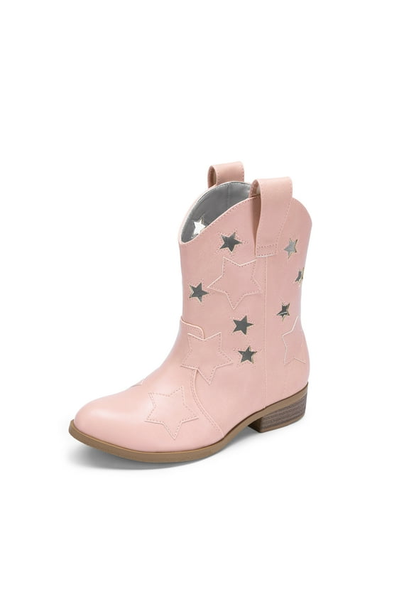 Girls Cowgirl Boots Cowboy Western Mid Calf Star Boots for Kids