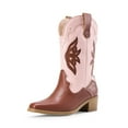 thumbnail image 1 of BURUDANI Girls' Western Cowgirl Cowboy Boots Glitter Rainbow Embroidered Mid-Calf Boots, 1 of 7