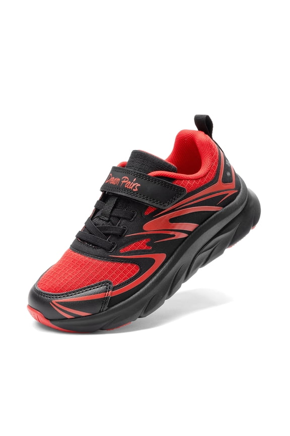 Boys&Girls Lightweight Sneakers with Hook and Loop Breathable Kids Running Shoes