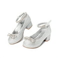 thumbnail image 1 of BURUDANI Girls Closed Toe Dress Shoes Low Heel Ankle Strap Pumps for Toddler/Little/Big Kids Party Wedding & Princess Style, 1 of 4