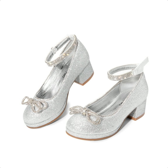 BURUDANI Girls Closed Toe Dress Shoes Low Heel Ankle Strap Pumps for Toddler/Little/Big Kids Party Wedding & Princess Style